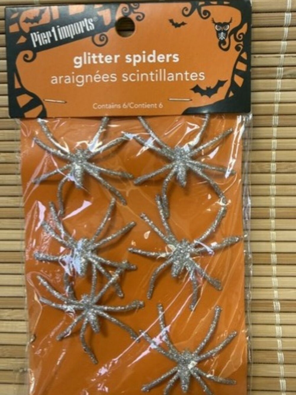 Vtg Pier 1 Imports, Glitter Spiders Halloween, New In Package
